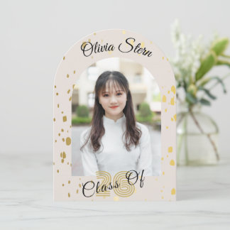 Invitation Modern 3 Photo Graduation Invitation| Gold