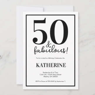Invitation Modern 50 and Fabulous 50th Birthday 