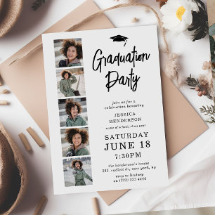 Invitation Modern 5 Photo Collage de la fête de graduation