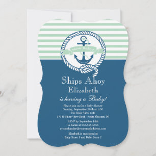 Invitation Modern Anchor Nautical Neutral Baby Shower