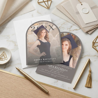 Invitation Modern Arch Photo Minimalist Graduation 