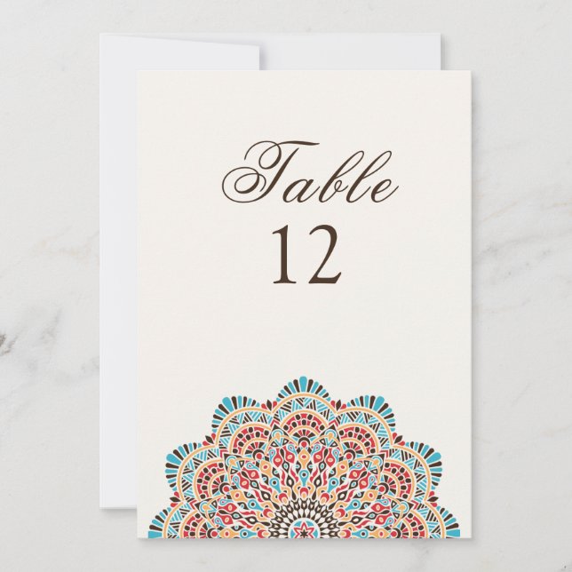Invitation Modern Artistic Style Mandala Wedding Table Number (Devant)