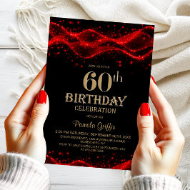 Invitation Modern Black and Red 60th Birthday Party