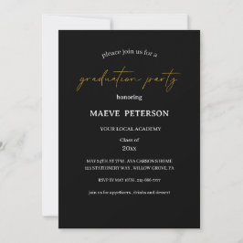 Invitation Modern black & gold law school graduation 