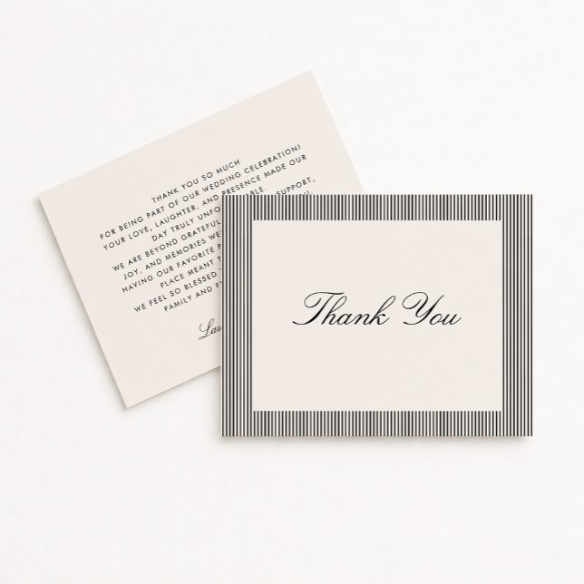 Invitation Modern Black & Ivory Striped Wedding Thank You  (Créateur téléchargé)