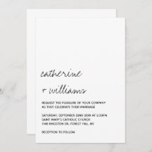 Modern Black & White Minimalist Script Wedding