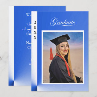Invitation Modern Blue Abstract Grad Announcement with photo