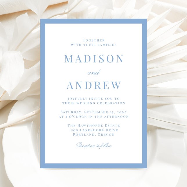 Invitation Modern Blue Border Wedding (Créateur téléchargé)