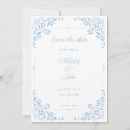 Invitation Modern Blue Filigree French Country Save the Date