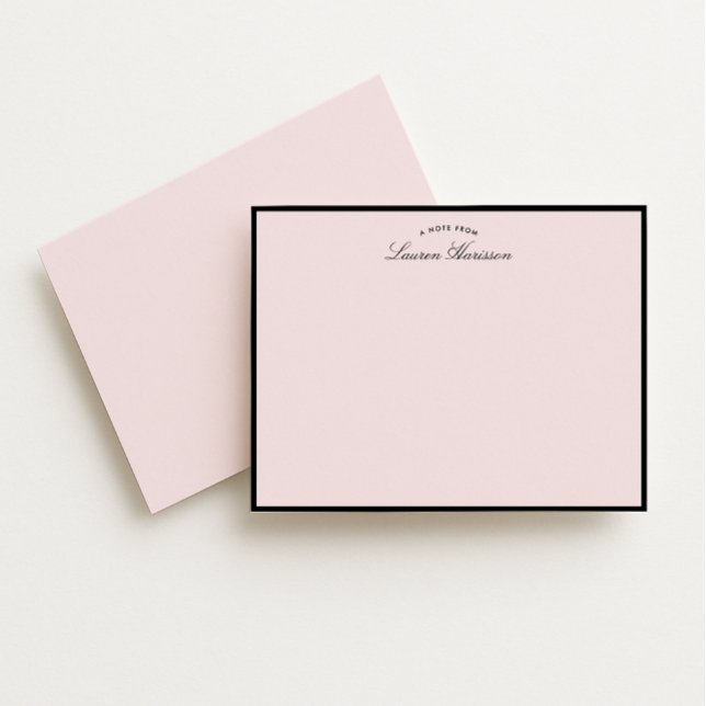 Invitation Modern Blush Pink Black Frame Note Card (Créateur téléchargé)