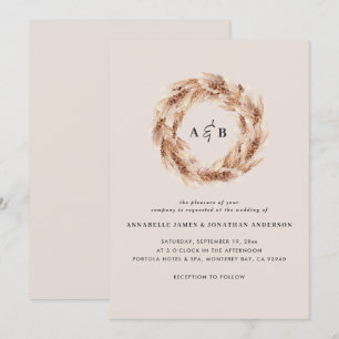 Invitation Modern bohemian natural pampas grass wedding invit