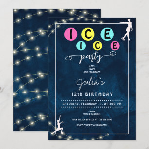 Invitation Modern Bold Patinage sur glace Ado Fille fête d'an