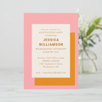 Modern Bold Pink Orange Classe de Graduation Party
