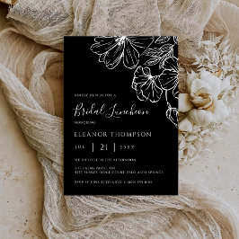 Invitation Modern Botanical Black Line Art Bridal Luncheon