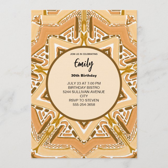 Invitation Modern Brown Abstract Geometric Pattern (Devant)