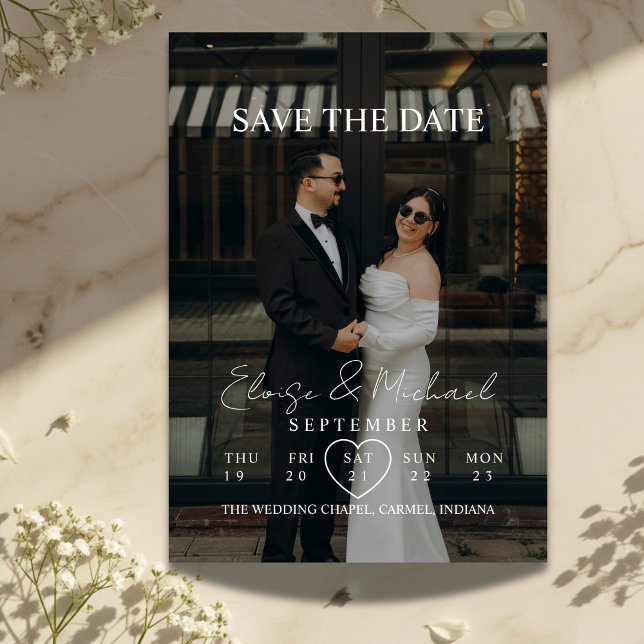 Invitation Modern Calendar Week Photo Save The Date Wedding (Invite guests to save the date with this Simple Modern Photo Calendar Save The Date Wedding Invite!)