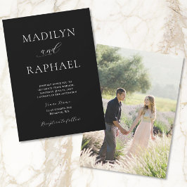 Invitation Modern Chic Ajouter photo Mariage noir et blanc