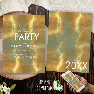 Invitation Modern Chic Sage Green et Gold Graduation Party