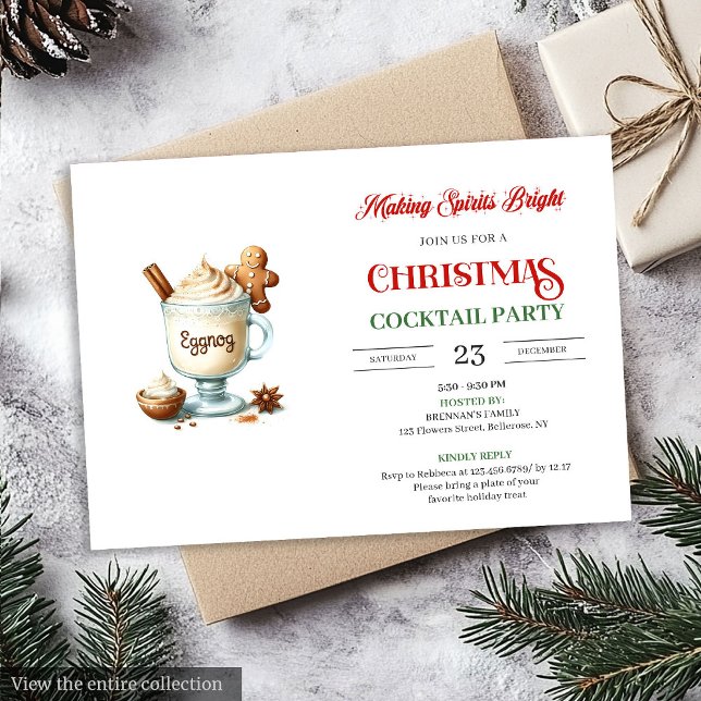 Invitation Modern Christmas Cocktails Party Editable Invites (Modern Christmas Cocktails Party Editable Celebration

)