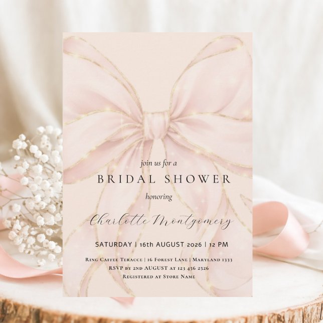 Invitation Modern Coquette Pink Bow Bridal Shower (Créateur téléchargé)