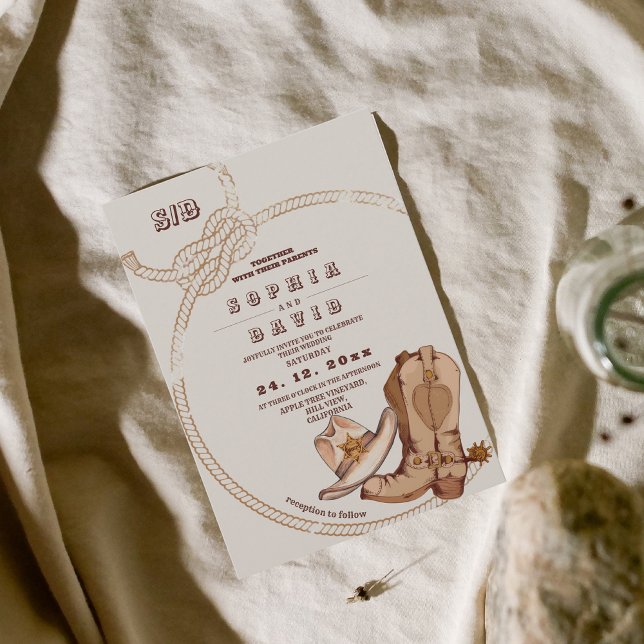 Invitation Modern Cowboy Western Wedding  (Créateur téléchargé)