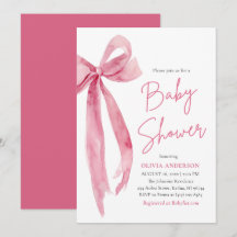Modern Cute Blush Pink Bow Baby Shower