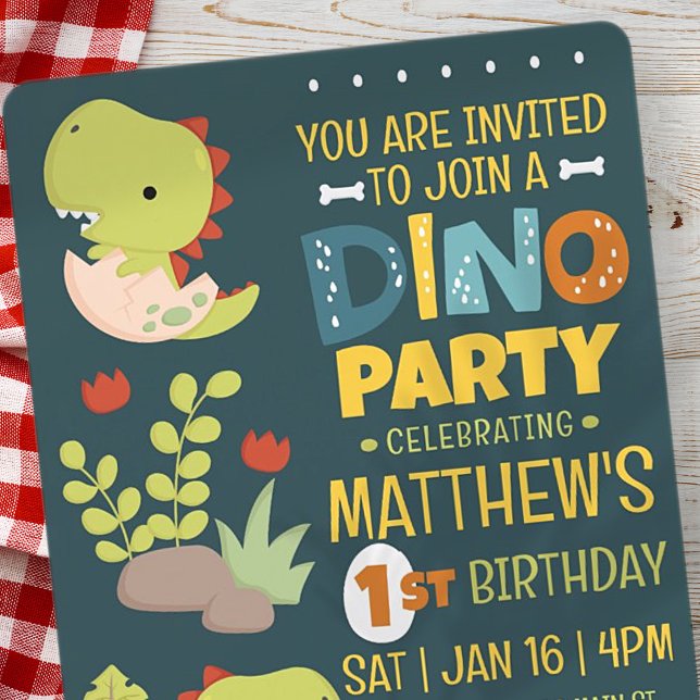 Invitation Modern Cute Dino Dinosaur Fête d'anniversaire pour (Créateur téléchargé)