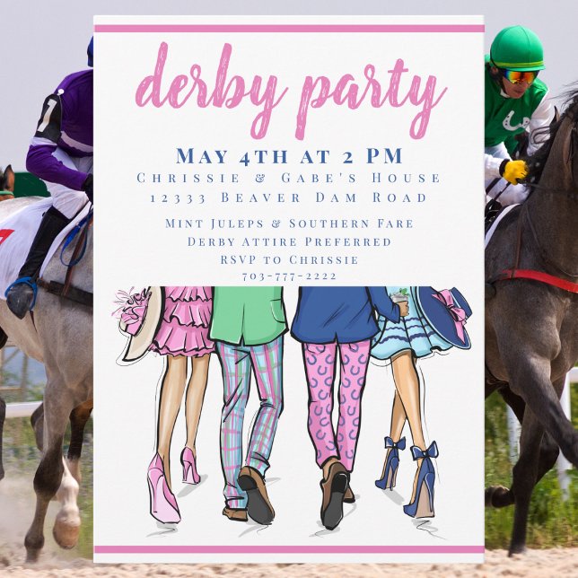 Invitation Modern Derby Couples Race Day Party Chic (Créateur téléchargé)