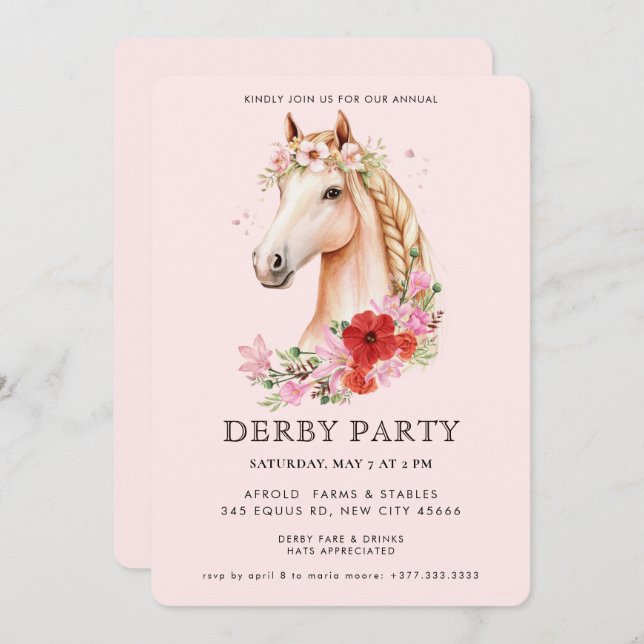 Invitation Modern  Derby Party  (Devant / Derrière)