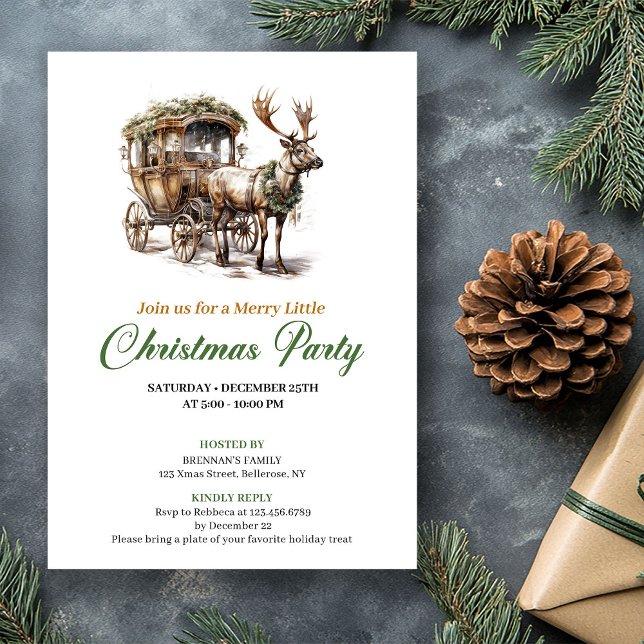 Invitation Modern Earthy Colors Christmas Deer Celebration (Modern Earthy Colors Christmas Tree Celebration)