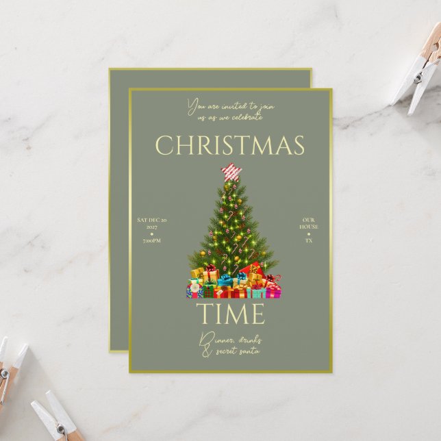 Invitation Modern Elegance Christmas Party (Devant/Arrière en situation)