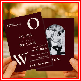 Invitation Modern Elegant Burgundy Wedding Photo