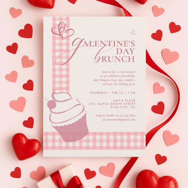Invitation Modern Elegant Cute Pink Typography Galentine's (Créateur téléchargé)