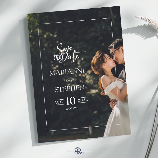 Invitation Modern Elegant Script Custom Photo Wedding  (Créateur téléchargé)