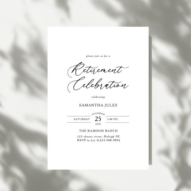Invitation Modern Elegant Script Retirement Celebration (Créateur téléchargé)