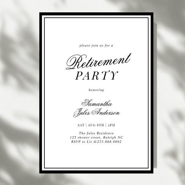 Invitation Modern Elegant Script Retirement Party  (Créateur téléchargé)