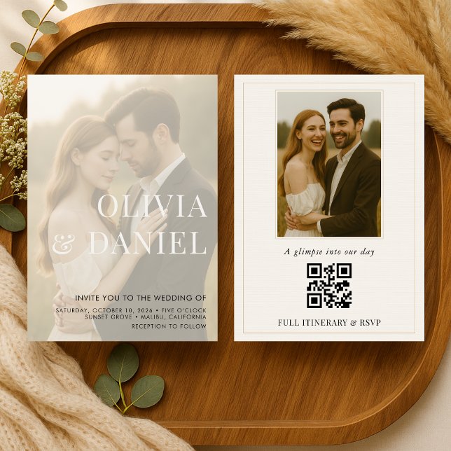 Invitation Modern Elegant Transparent Photo QR Code Wedding (Créateur téléchargé)