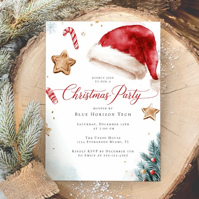 Invitation Modern Elegant Watercolor Christmas Party (Créateur téléchargé)