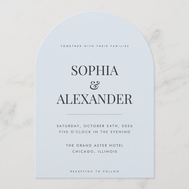 Invitation Modern Emerald Green & Ice Blue Arch (Devant)