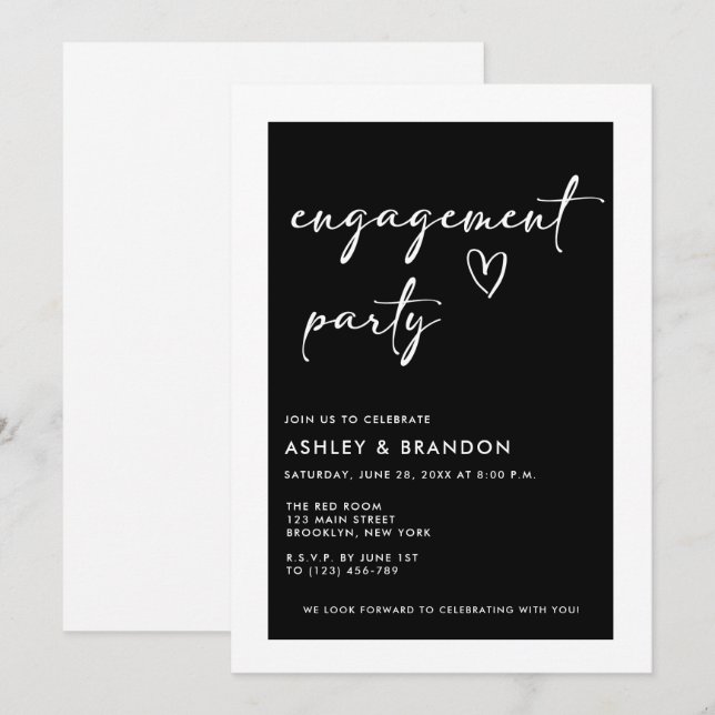 Invitation Modern Engagement Party (Devant / Derrière)