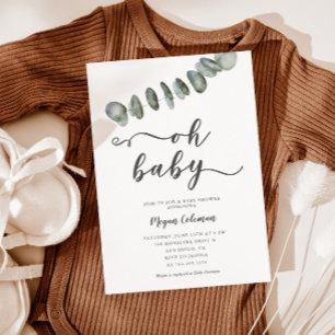 Invitation Modern Eucalyptus Leaf Gender Neutral Baby Shower
