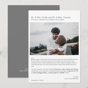 Invitation Modern Fairytale Love Story, Mariage photo