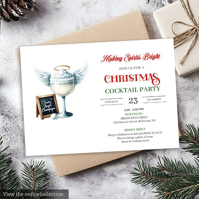 Invitation Modern Festive Christmas Cocktails Party Invite (Modern Festive Christmas Cocktails Party Invite)