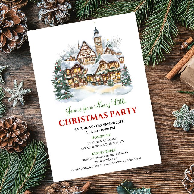 Invitation Modern festive city Christmas party dinner invite (Modern festive city Christmas party dinner invite)
