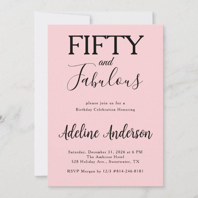 Invitation Modern Fifty and Fabulous Bold 50th Birthday Party (Devant)