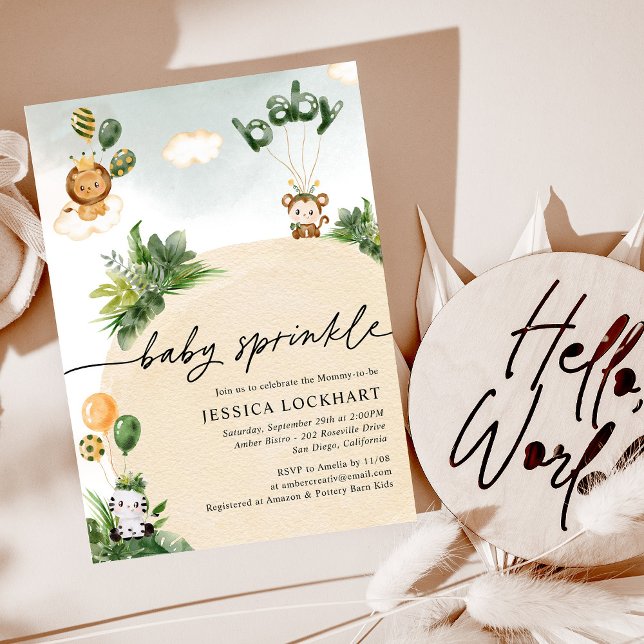 Invitation Modern Fun Jungle Safari Garçon Baby Sprinkle (Créateur téléchargé)