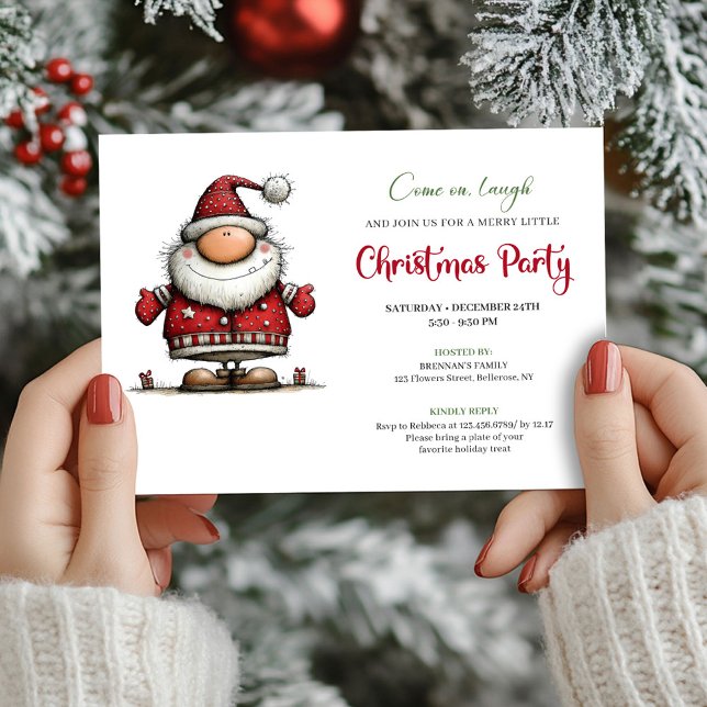 Invitation Modern Funny Santa Watercolor Party Celebration (Modern Funny Santa Watercolor Party Celebration)