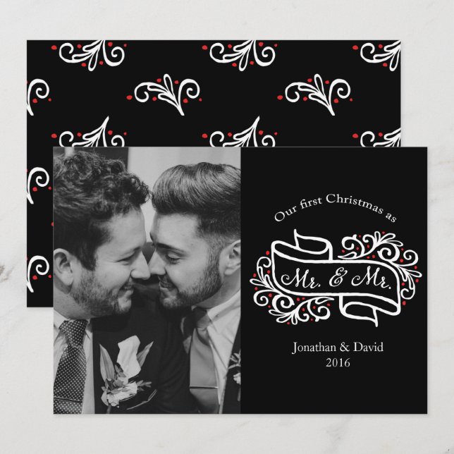 Invitation Modern Gay New-Lyly Photo Grey (Devant / Derrière)