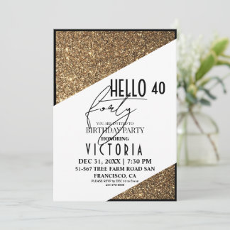 Invitation Modern Gold Chic 40e fête d'anniversaire