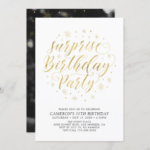 Invitation Modern Gold Chic Surprise Photo Anniversaire